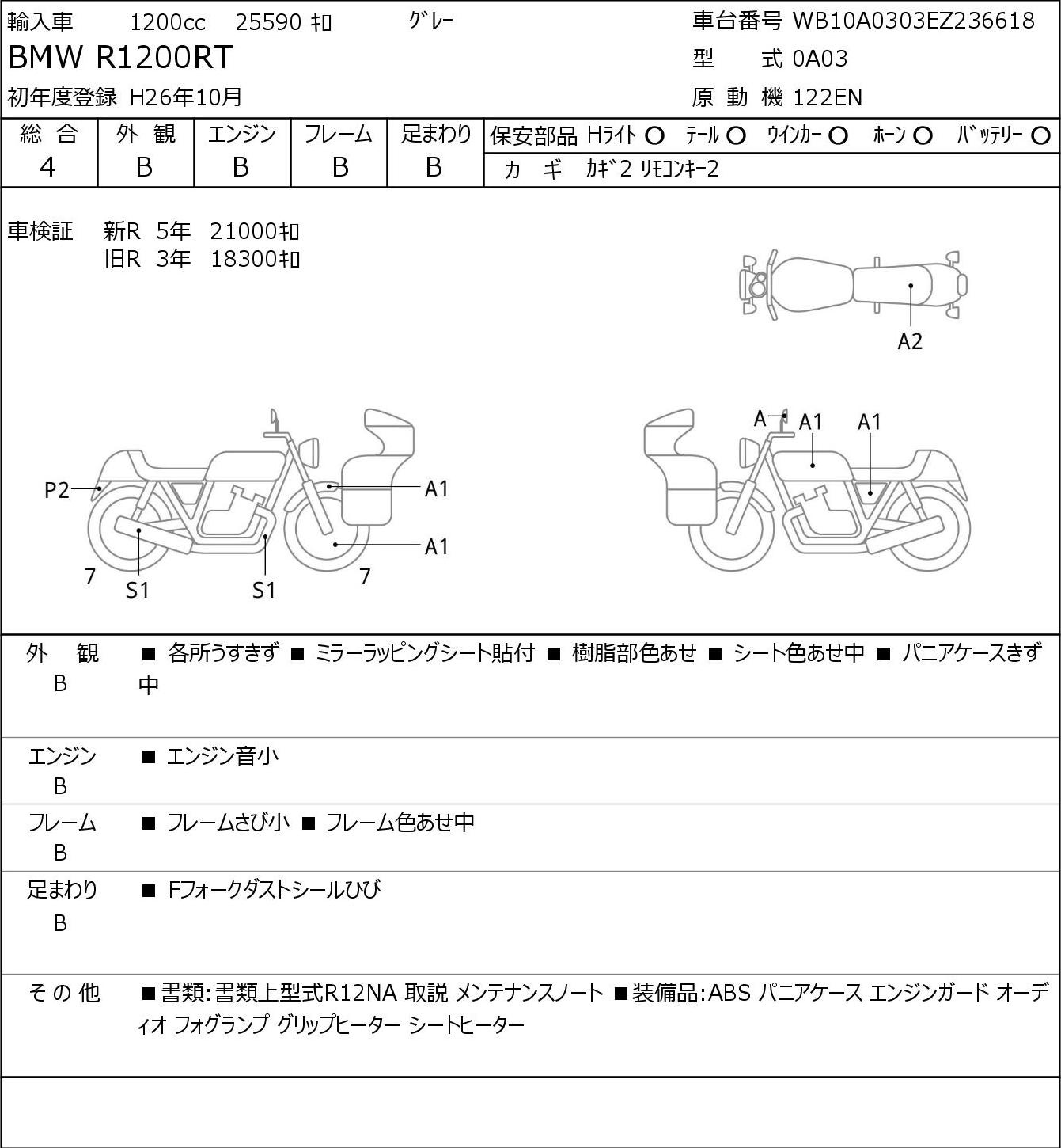 Аукционный лист BMW BMW R1200RT 2014