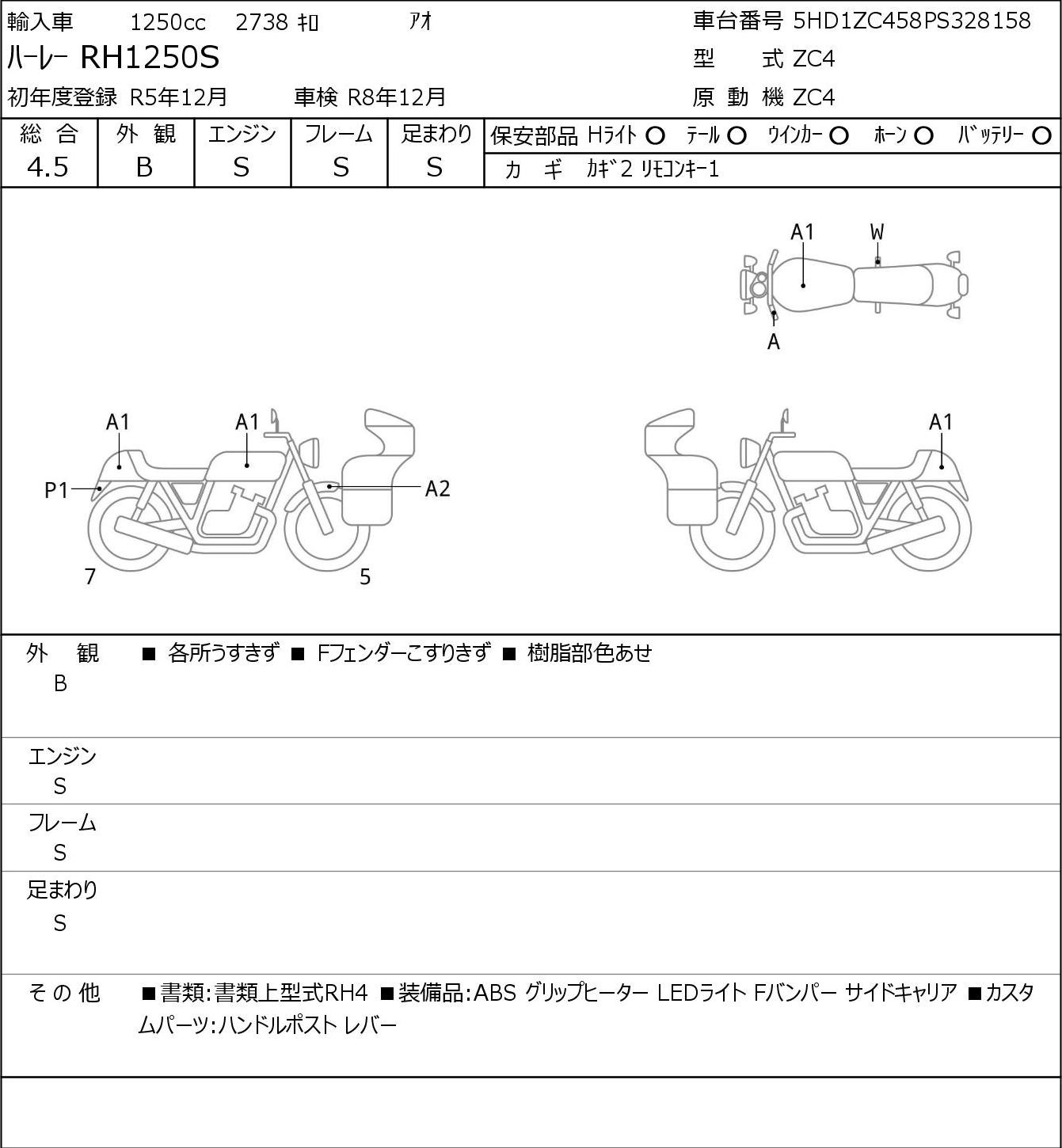Аукционный лист Harley-Davidson HARLEY RH1250S 2023