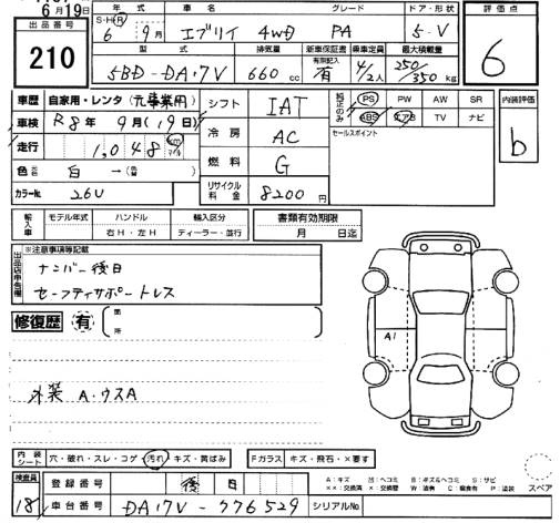 Аукционный лист SUZUKI EVERY 2024