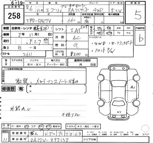 Аукционный лист SUZUKI EVERY 2024