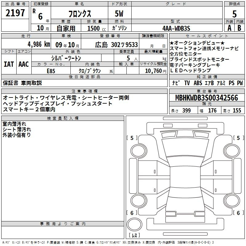 Аукционный лист SUZUKI FRONX 2024