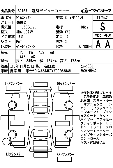 Аукционный лист SUZUKI JIMNY NOMADE 2025