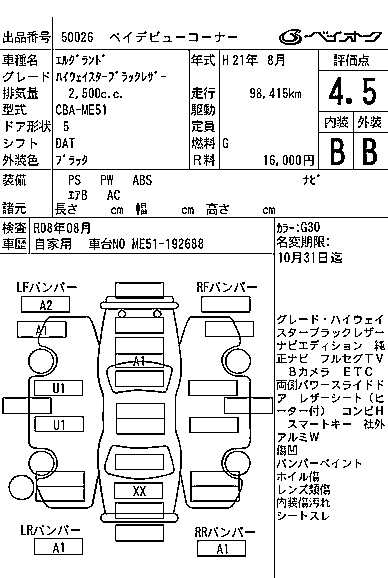 NISSAN ELGRAND 2009