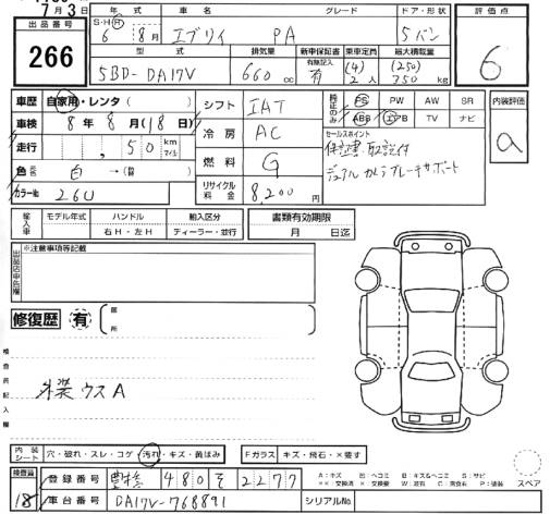 Аукционный лист SUZUKI EVERY 2024