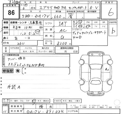 Аукционный лист SUZUKI EVERY 2024