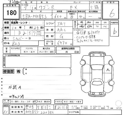 Аукционный лист SUZUKI WAGON R 2025