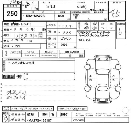Аукционный лист SUZUKI SOLIO 2024