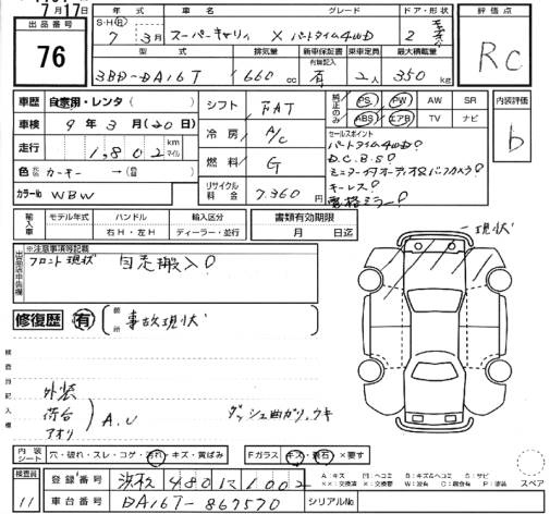 Аукционный лист SUZUKI CARRY TRUCK 2025