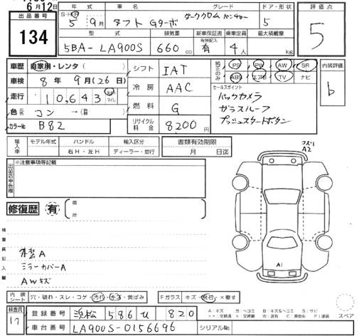 Аукционный лист DAIHATSU TANTO 2023