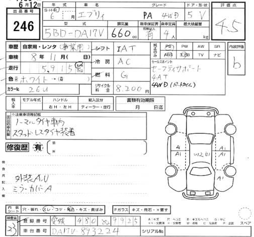Аукционный лист SUZUKI EVERY 2024