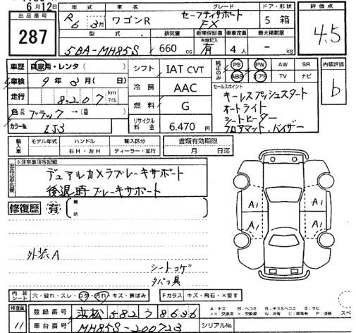 Аукционный лист SUZUKI WAGON R 2024