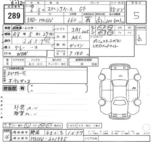 Аукционный лист SUZUKI SPACIA BASE 2024