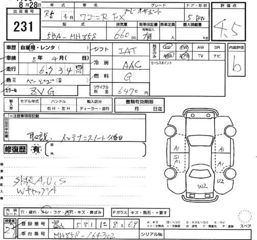 Аукционный лист SUZUKI WAGON R 2023