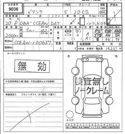 Аукционный лист MAZDA BIANTE 2008