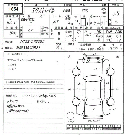 Аукционный лист NISSAN X-TRAIL 2017
