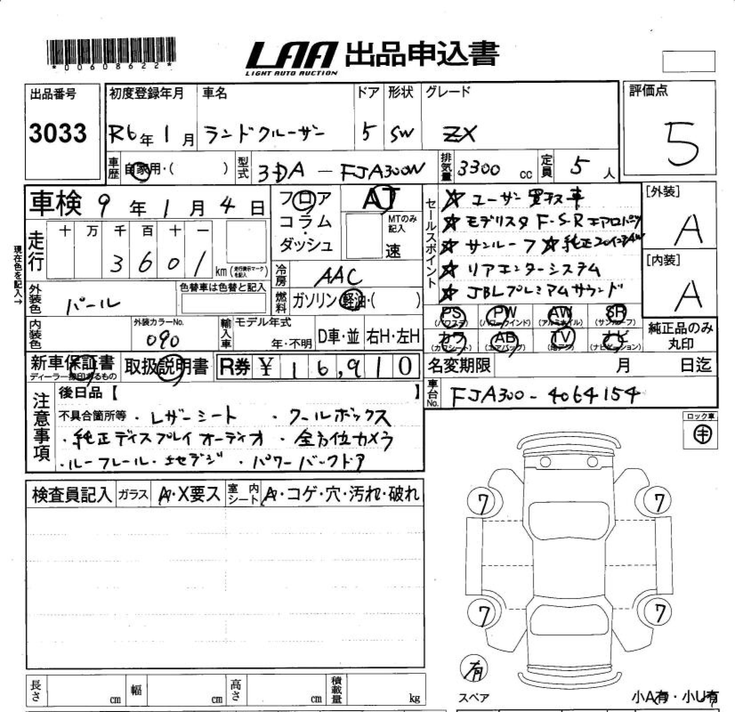 Аукционный лист TOYOTA LAND CRUISER 2024