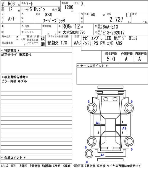 Аукционный лист NISSAN NOTE 2024