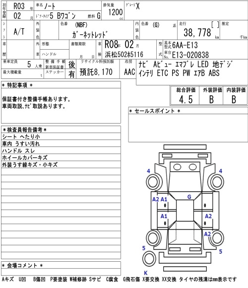 Аукционный лист NISSAN NOTE 2021