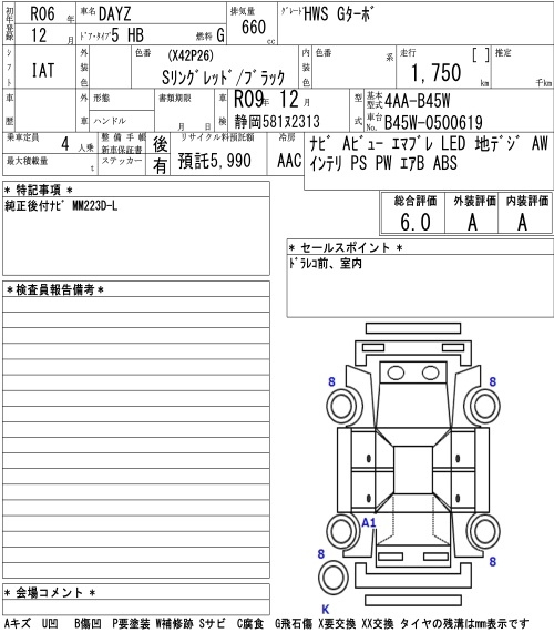 Аукционный лист NISSAN DAYZ 2024