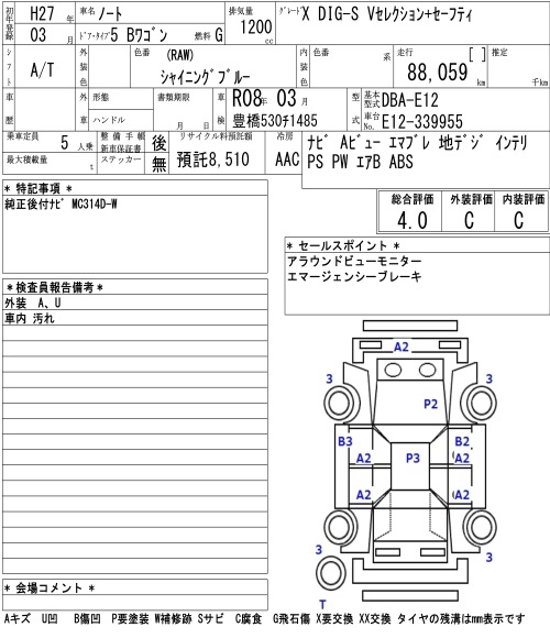 Аукционный лист NISSAN NOTE 2015