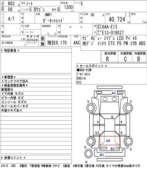Аукционный лист NISSAN NOTE 2021