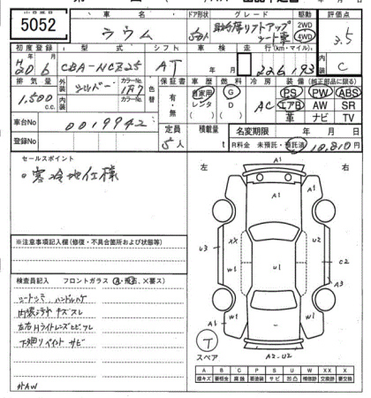 Аукционный лист TOYOTA RAUM 2008