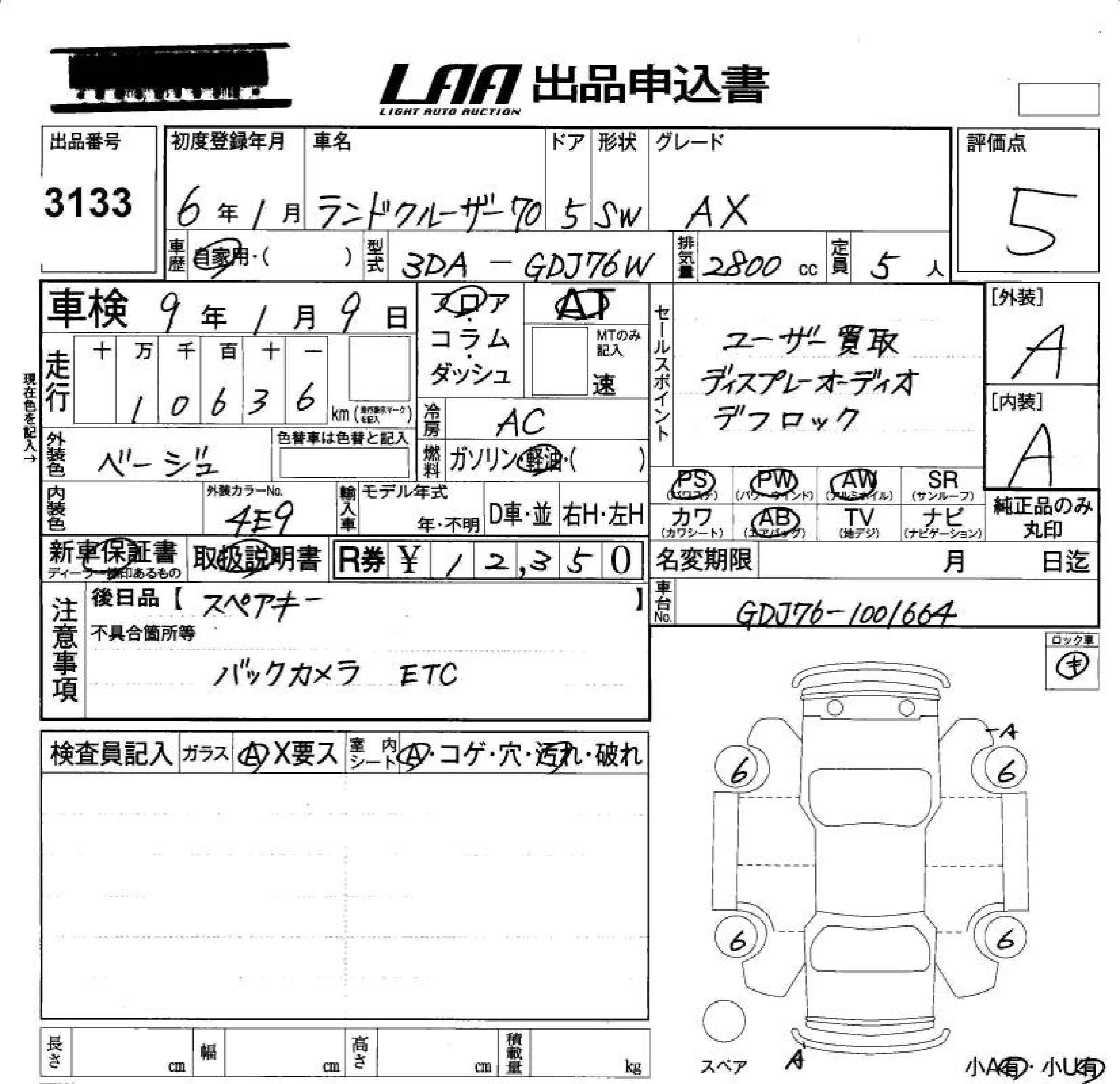 Аукционный лист TOYOTA LAND CRUISER 2024