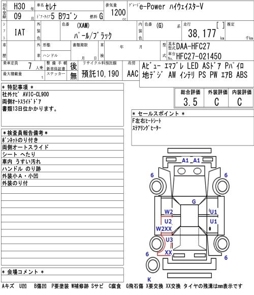 Аукционный лист NISSAN SERENA 2018