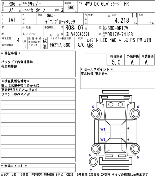 Аукционный лист NISSAN CLIPPER VAN 2024