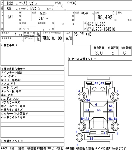 Аукционный лист MAZDA AZ WAGON 2010