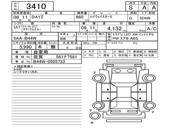 Аукционный лист NISSAN DAYZ 2024