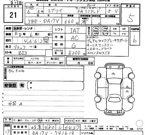 Аукционный лист SUZUKI EVERY 2024