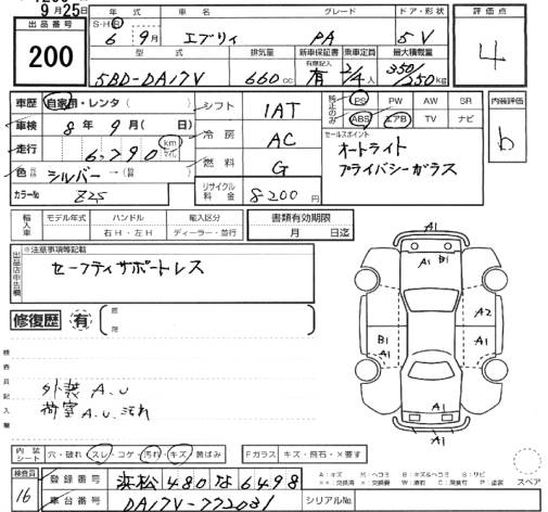 Аукционный лист SUZUKI EVERY 2024