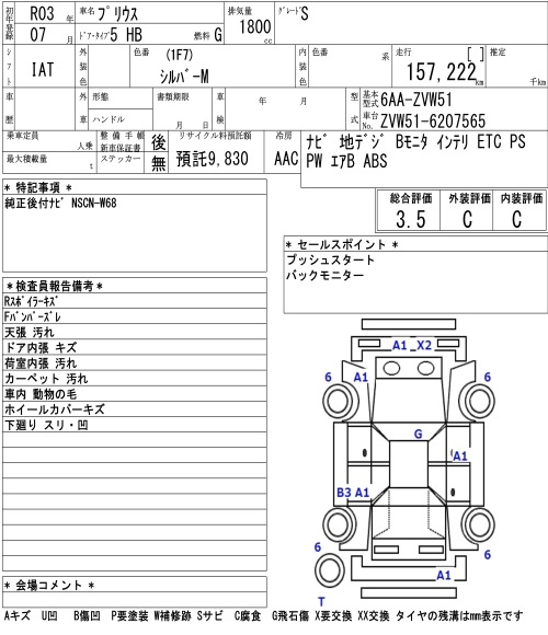 Аукционный лист TOYOTA PRIUS 2021