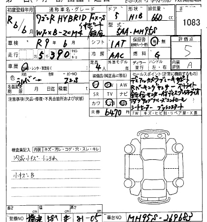 Аукционный лист SUZUKI WAGON R 2024