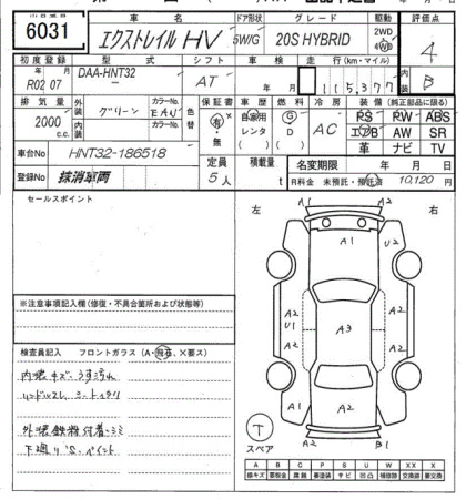 Аукционный лист NISSAN X-TRAIL 2020