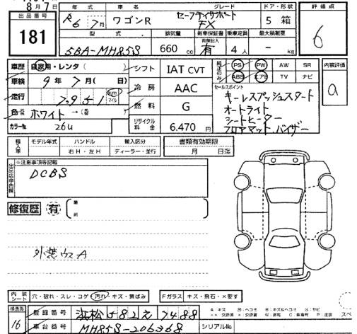 Аукционный лист SUZUKI WAGON R 2024