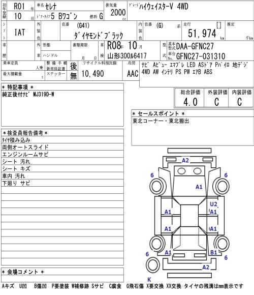 Аукционный лист NISSAN SERENA 2019
