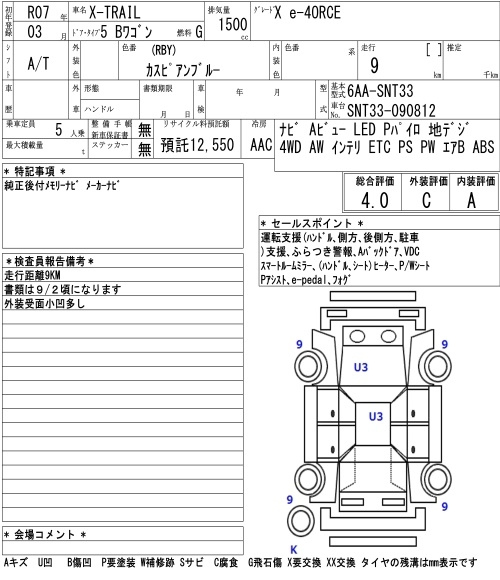 Аукционный лист NISSAN X-TRAIL 2025
