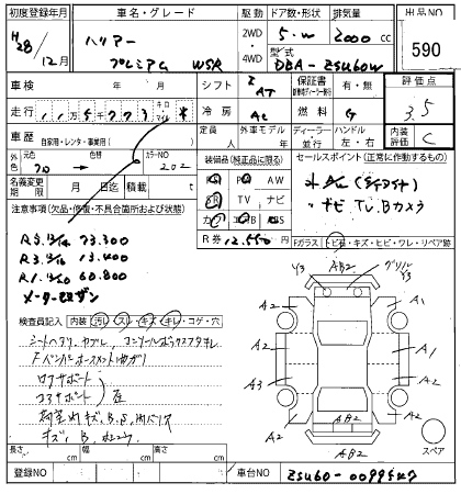 Аукционный лист TOYOTA HARRIER 2016