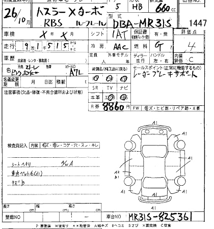 Аукционный лист SUZUKI HUSTLER 2014