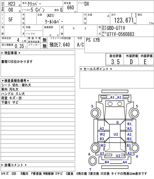 Аукционный лист NISSAN CLIPPER VAN 2011