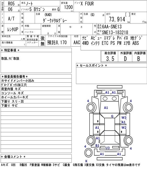 Аукционный лист NISSAN NOTE 2023