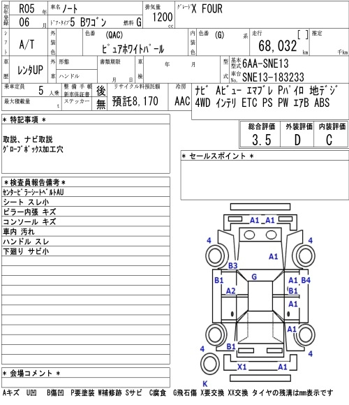 Аукционный лист NISSAN NOTE 2023