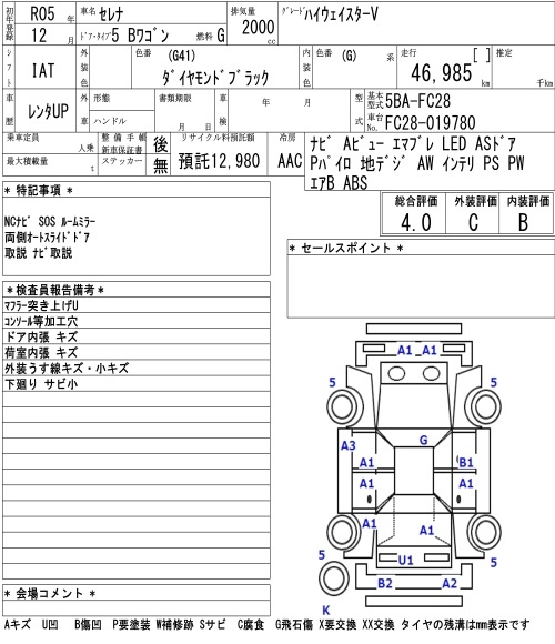 Аукционный лист NISSAN SERENA 2023