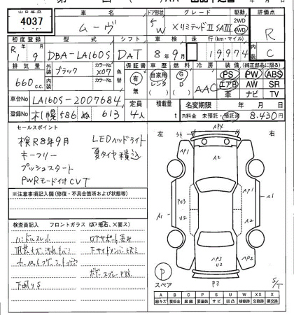 Аукционный лист DAIHATSU MOVE 2019