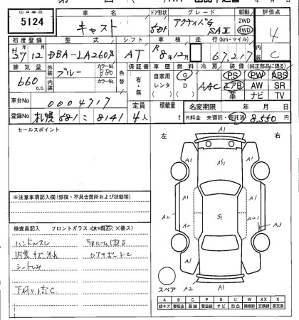 Аукционный лист DAIHATSU CAST 2015