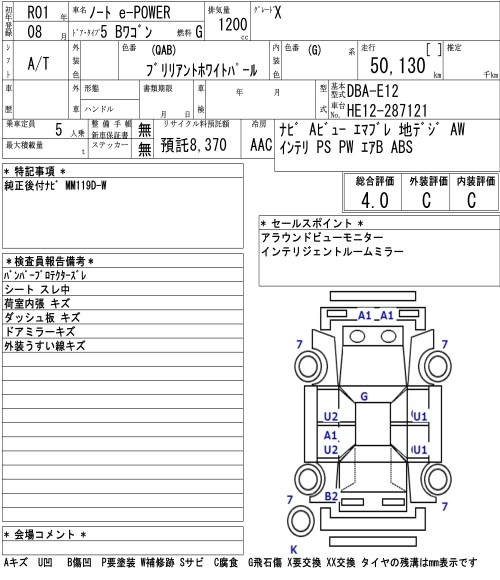 Аукционный лист NISSAN NOTE 2019