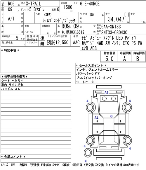 Аукционный лист NISSAN X-TRAIL 2024