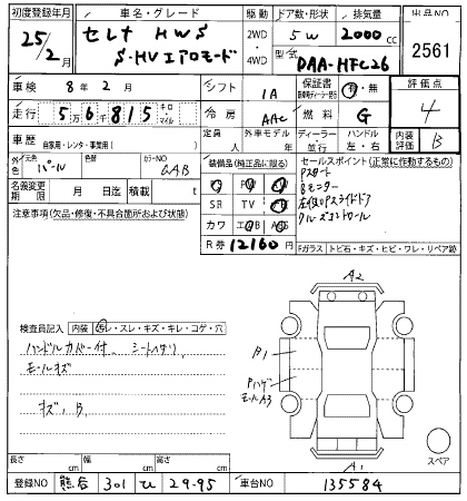 Аукционный лист NISSAN SERENA 2013